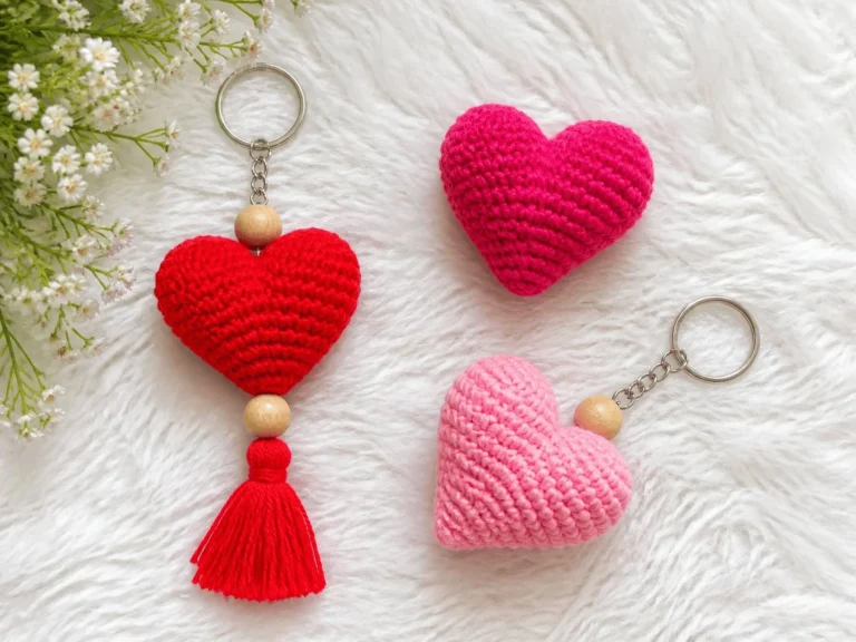 Crochet Heart Keychain
